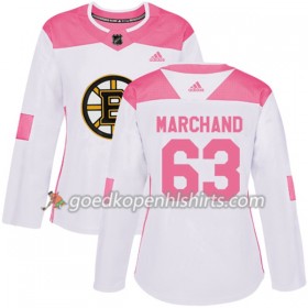 Boston Bruins Brad Marchand 63 Adidas 2017-2018 Wit Oranje Fashion Authentic Shirt - Dames